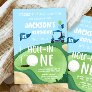 Loch in einem Golf Boy Erster Geburtstag Par-T-Shi Einladung