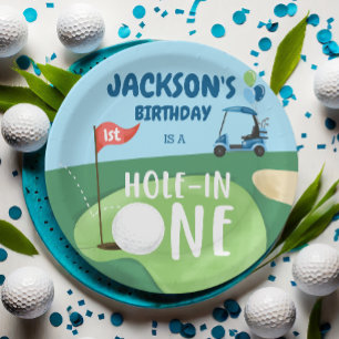 Loch in einem Golf Boy Erster Geburtstag Par-T-Shi Pappteller