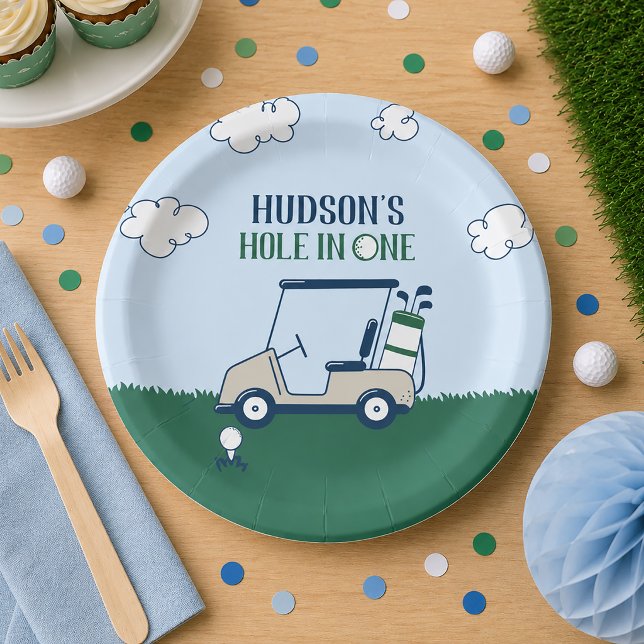 Loch in einem Golf-Muster Papier Platten Pappteller (Golf Birthday Paper Plates Custom)
