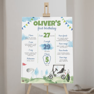 Loch in einem Golf Thema 1 Geburtstag Meilenstein Poster