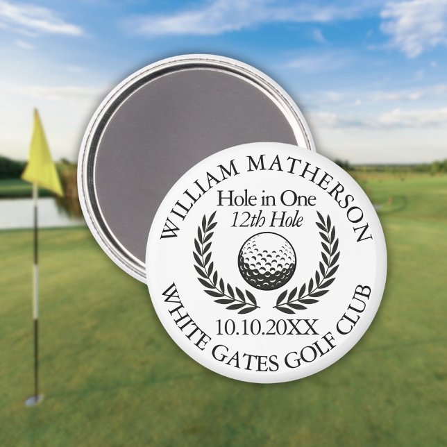 Loch in einem Golfball und Kranz Personalisiert Magnet (Hole in One Golf Ball And Wreath Personalized Magnet)