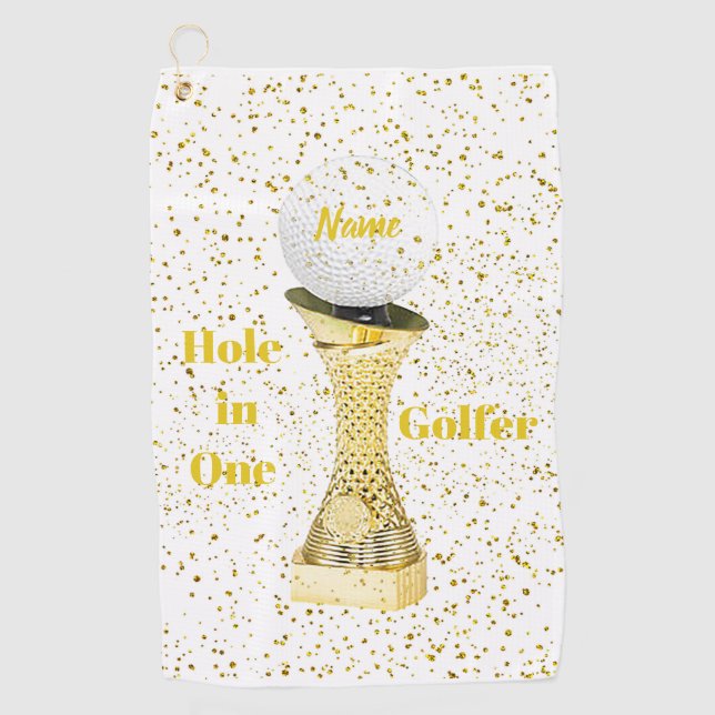 Loch in einem Golfer Golfhandtuch (Vorderseite)