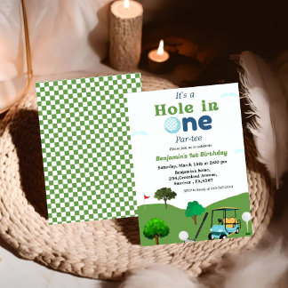 Loch in einem Golfjungen ersten Geburtstag Party Einladung