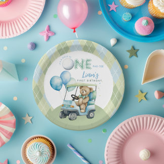 Loch in einem Golfspieler Erster Geburtstag Par-T- Pappteller