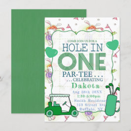 Loch in einem Par-T-Shirt Geburtstagsfeier 1 Einladung