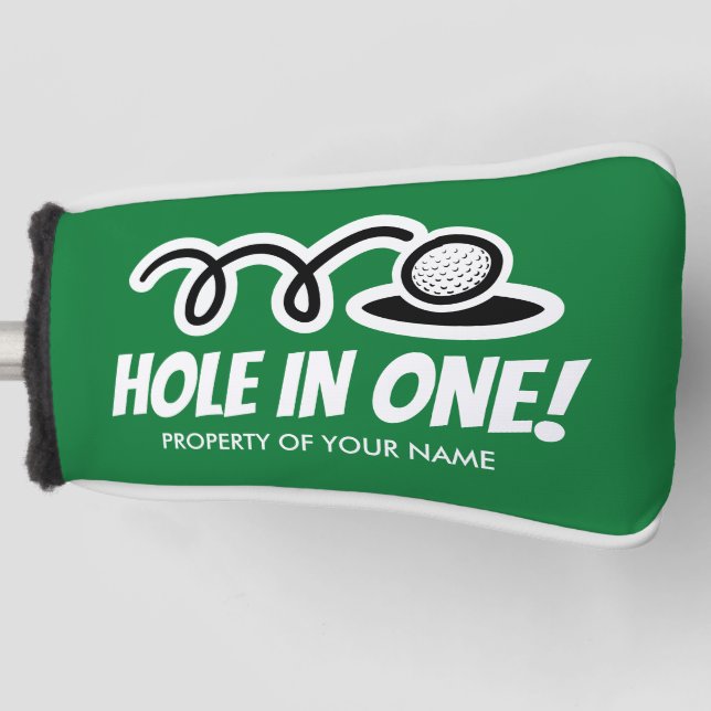 Loch in einem personalisierten Golfputter Golf Headcover (Vorderseite)