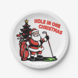 Loch in einem Weihnachtsmann Golf Miniaturgolf Pappteller