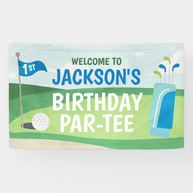 Loch in One Birthday Banner, Golf Happy Birthday Banner (Horizontal)