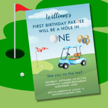 Loch in One Boy Golf Cart Par tee 1. Geburtstag