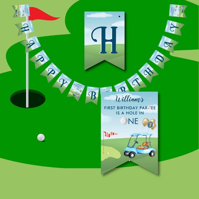 Loch in One Boy Golf Par-T 1. Geburtstag Wimpelkette (Von Creator hochgeladen)