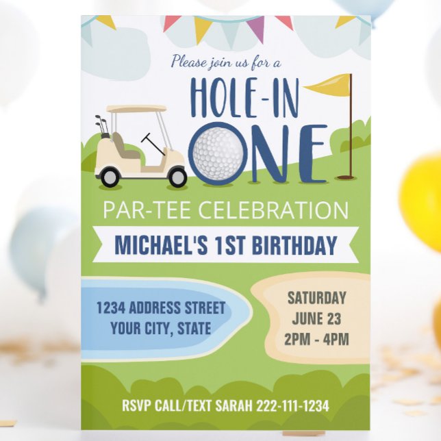Loch in One First Birthday Golf Einladung (Von Creator hochgeladen)
