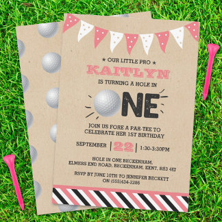 Loch in One Girls Golf 1. Geburtstag Par-T Einladung