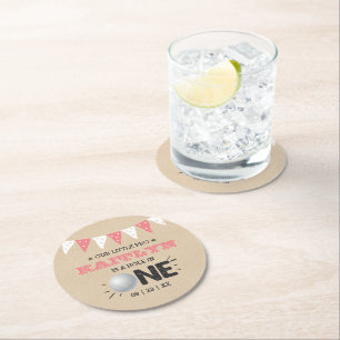 Loch in One Girls Golf 1. Geburtstag Par-T Runder Pappuntersetzer