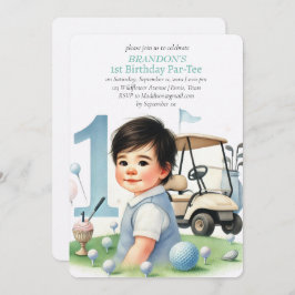 Loch in One Golf Boy 1. Geburtstag Par-T-Shirt Einladung