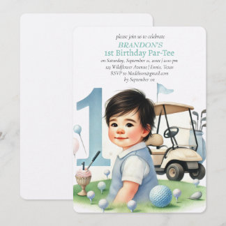 Loch in One Golf Boy 1. Geburtstag Par-T-Shirt Einladung