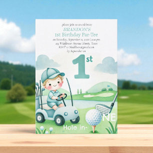 Loch in One Golf Boy 1. Geburtstag Par-T-Shirt Einladung