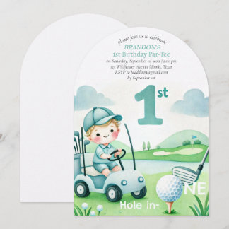 Loch in One Golf Boy 1. Geburtstag Par-T-Shirt Einladung