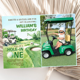 Loch in One Golf Par-T 1. Geburtstag Foto Einladung