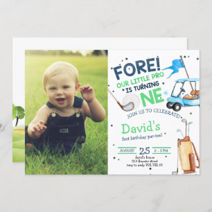 Loch in One Par T-Shirt Junge 1. Geburtstag Golf Einladung