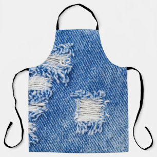Loch, Jeans aus Denim, rippte Textur Schürze