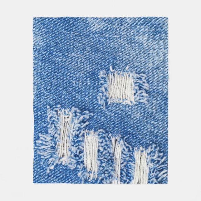 Loch, Jeans, zerrissene Textur Fleecedecke (Vorderseite)