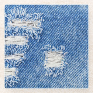 Loch, Jeans, zerrissene Textur Glasuntersetzer