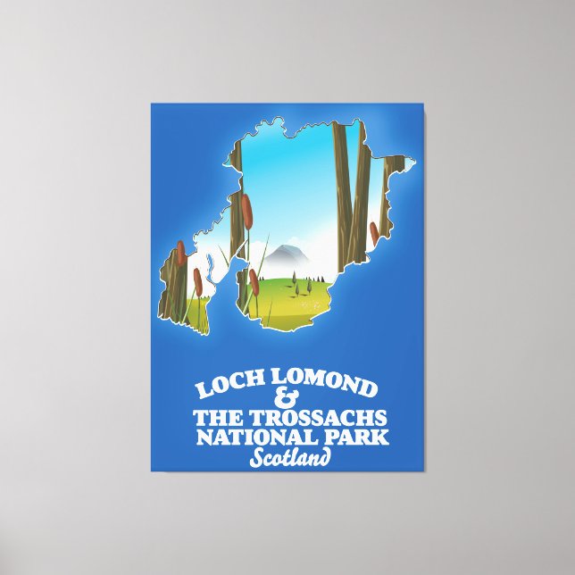 Loch Lomond & the trossachs National Park Map Leinwanddruck (Vorderseite)
