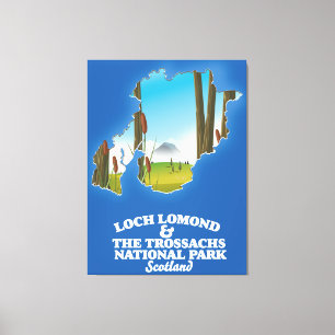 Loch Lomond & The Trossachs Nationalpark-Karte Leinwanddruck