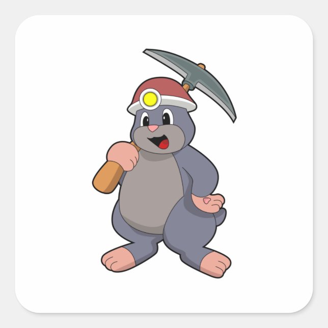 Loch mit Pickaxe Quadratischer Aufkleber (Vorderseite)