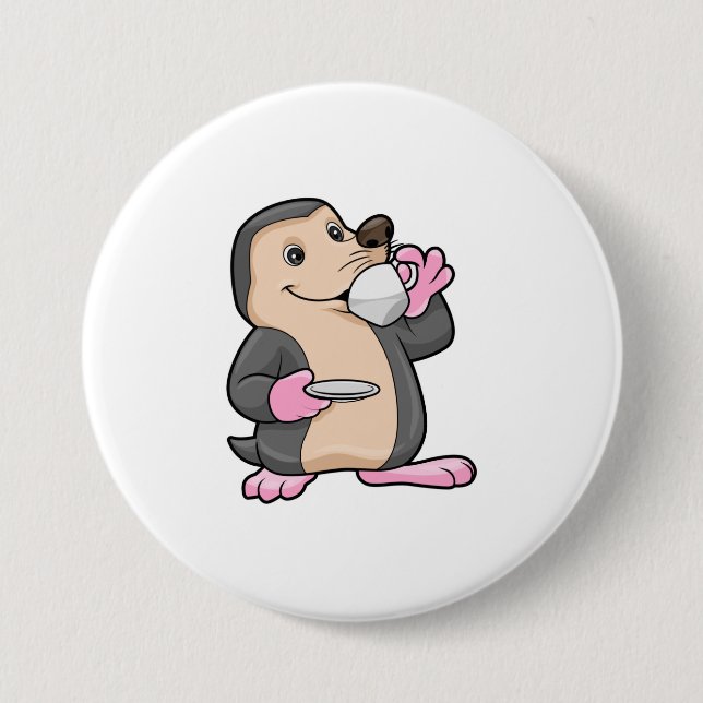 Loch mit Tasse Kaffee & Saucer Button (Vorderseite)