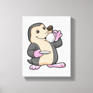 Loch mit Tasse Kaffee & Saucer Leinwanddruck