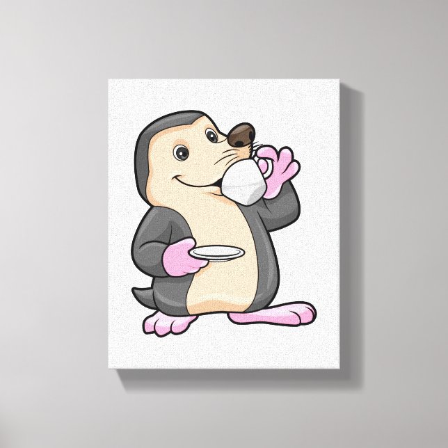 Loch mit Tasse Kaffee & Saucer Leinwanddruck (Vorderseite)