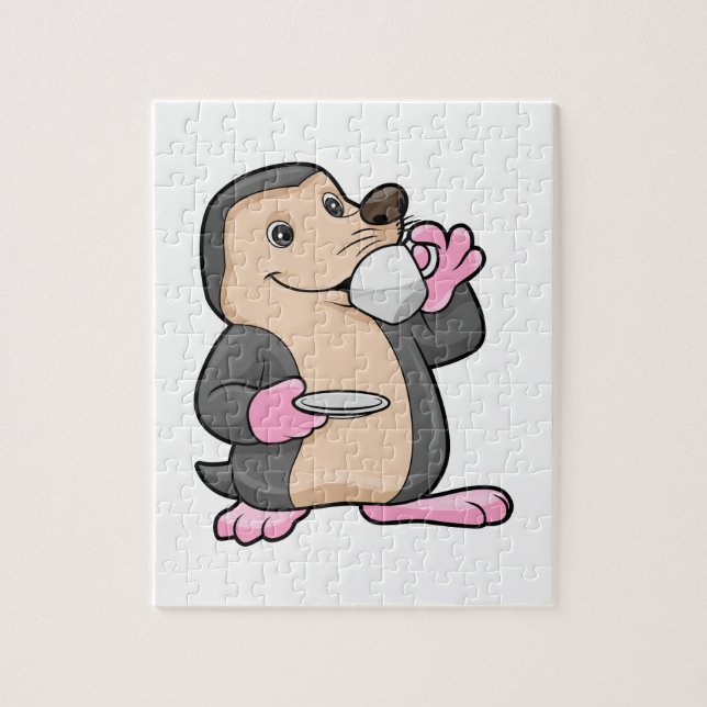 Loch mit Tasse Kaffee & Saucer Puzzle (Vertikal)