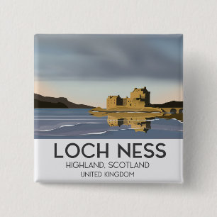 Loch Ness, Highlands, Schottland Reiseplakat Button
