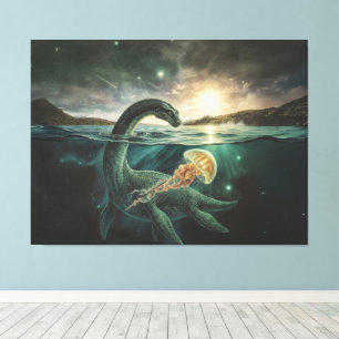 Loch-Ness-Monster   Dunkle Akademische Schottische Leinwanddruck