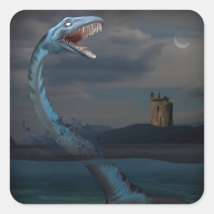 Loch Ness Monster (Krebs) Quadratischer Aufkleber