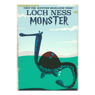 Loch Ness Monster lustiges Reiseplakat Fotodruck
