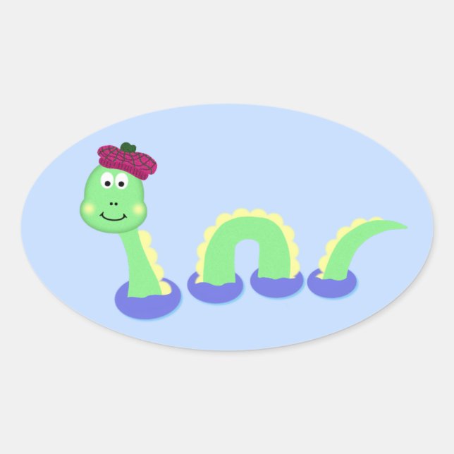 Loch Ness Monster Ovaler Aufkleber (Vorderseite)