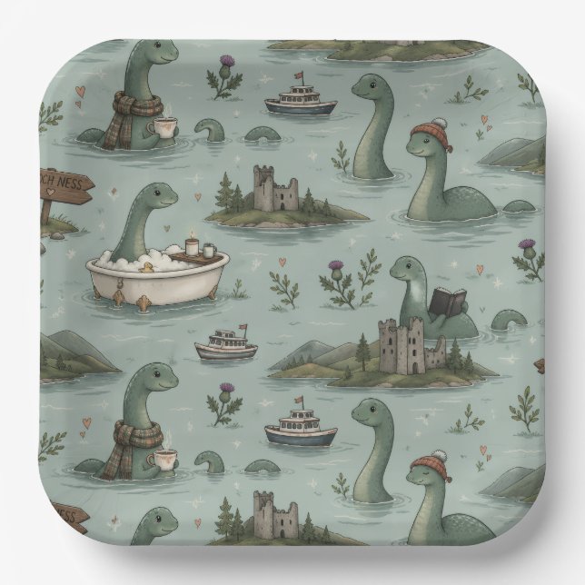 Loch-Ness-Monster Pappteller (Vorderseite)