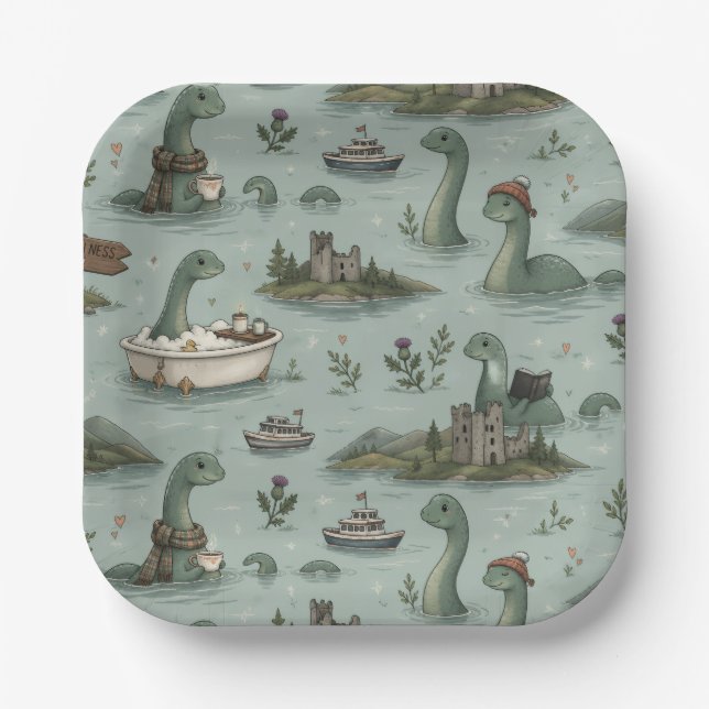 Loch-Ness-Monster Pappteller (Vorderseite)