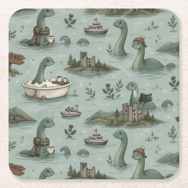 Loch-Ness-Monster Rechteckiger Pappuntersetzer (Vorderseite)