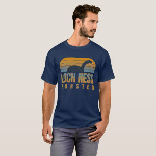 Loch-Ness-Monster Retro-Sonnenuntergang Vintage T-Shirt