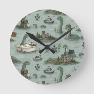 Loch-Ness-Monster Runde Wanduhr
