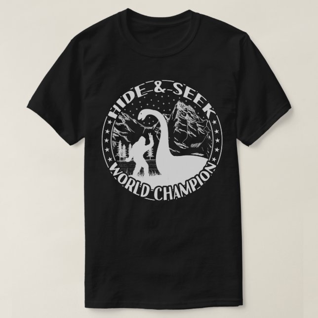 Loch Ness Monster versteckt und sucht T-Shirt (Design vorne)
