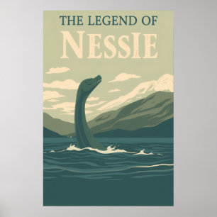 Loch-Ness-Monster Vintage Reise Kunst Poster