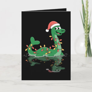 Loch Ness Monster Weihnachtsbeleuchtung Santa Hut Karte