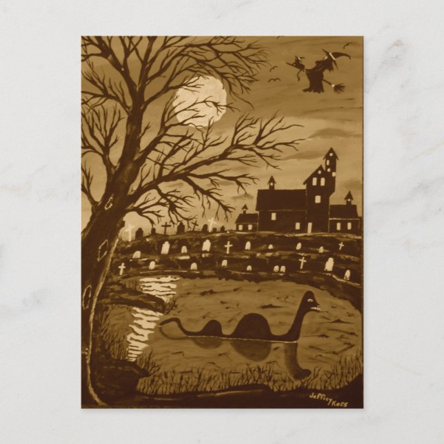 Loch Ness Monster zu Halloween Postkarte (Vorderseite)