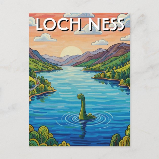Loch Ness Nessie Reise Postkarte (Vorderseite)