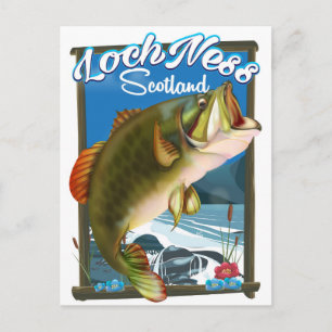 Loch Ness Schottland Angeln Reiseplakat Postkarte