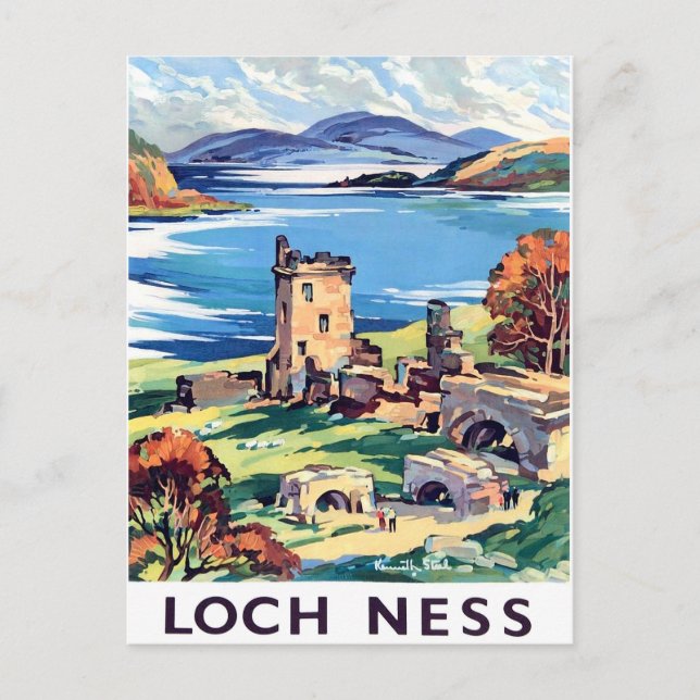 Loch Ness, Schottland, Jahrgangsreise Postkarte (Vorderseite)